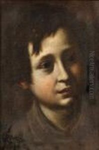 The Head Of A Young Boy In A Brown Coat by Francesco Curradi