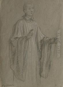 Portrait Of A Cloaked Boy Turned To The Right, Holding A Candle by Francesco Curradi