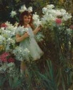 "sunshine And Flowers", (child With Phlox) by Charles Curran