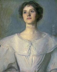 Portrait Of A Woman In A White Dress