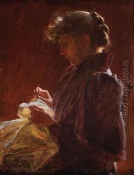 Woman Sewing - view 1