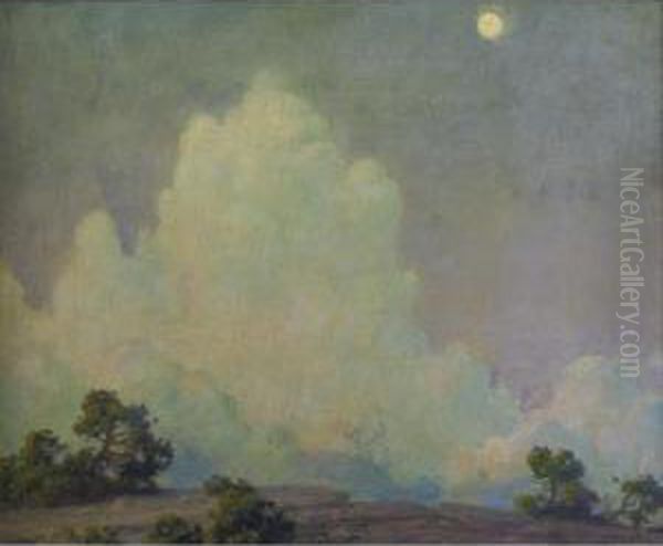 Evening Cloud And Rising Moon - view 1