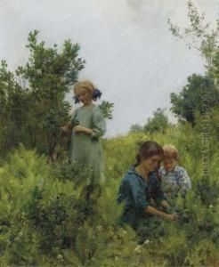 Blueberries And Ferns by Charles Curran