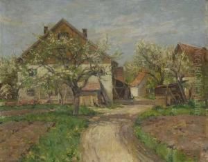 Bauerngehoft In Fruhlingslandschaft