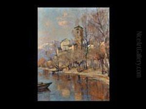 Landschaft Mit Kirche Am Seeufer by Robert Franz Curry