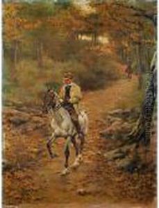 Alfonso Xiii A Caballo En Un Paisaje by Josep I Cusachscusachs