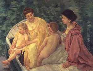 The Swim, or Two Mothers and Their Children on a Boat, 1910 by Mary Cassatt