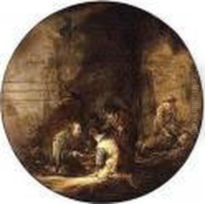 Barn Interior With Soldiers Sharing Booty by Benjamin Gerritsz. Cuyp