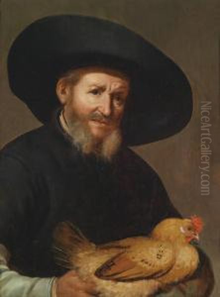 Portrait Ofa Bearded Man In A Hat And Black Frock - view 1