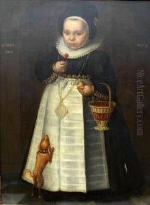 Portrait Of A Young Girl Wearing A Lace Collar And Black Dress by Jacob Gerritsz. Cuyp