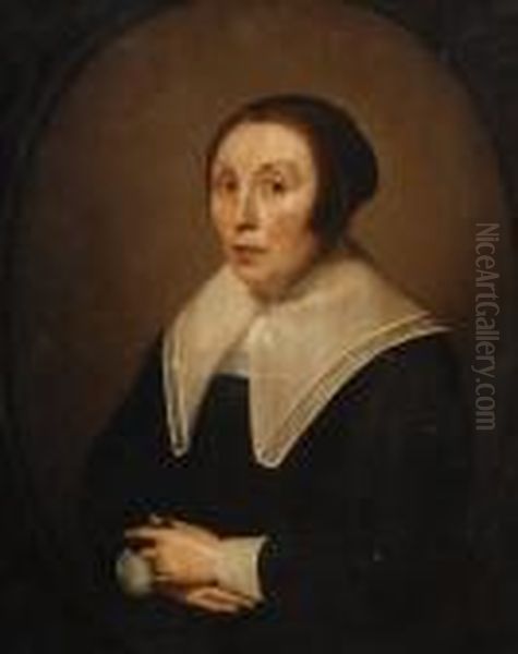 Portrait Of A Widow In An Oval With Strapwork - view 1