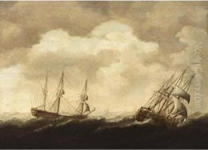 Merchantmen In Stormy Seas by Jacob Gerritsz. Cuyp