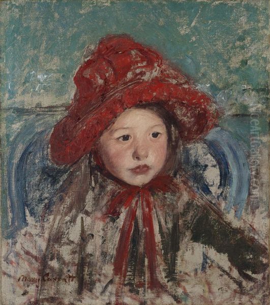 Little Girl In A Large Red Hat - view 1