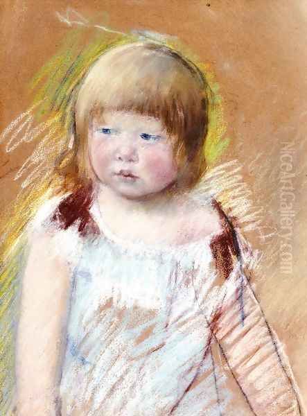 Child With Bangs In A Blue Dress - view 1