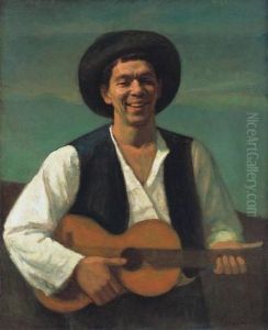 Self-portrait With Guitar by Dezso Czigany
