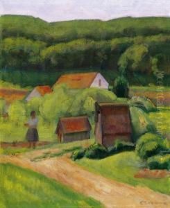 Landscape With Red Roofs by Dezso Czigany