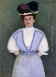 Lady In A Hat With Violets