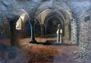 Moine Dans Une Crypte
