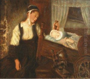 Marie Joseph Enfant Dans Son Berce by Henry D Estienne