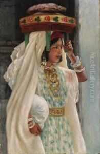 An Arab Girl Carrying Bread by Henry D Estienne