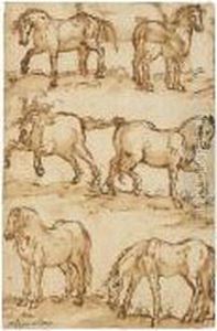 Six Studies Of Horses by Filippo D Angeli