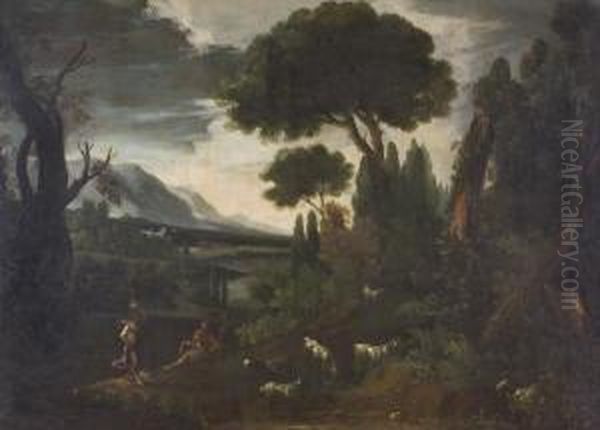 Paesaggio Fluviale Con Pastori - view 1