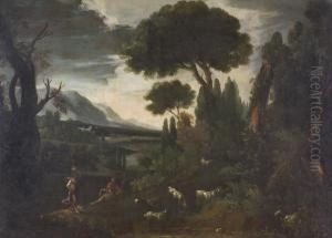 Paesaggio Fluviale Con Pastori by Crescenzio Onofri