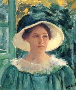 Young Woman In Green, Outdoors In The Sun by Mary Cassatt