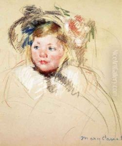 Head Of Sara In A Bonnet Looking Left by Mary Cassatt