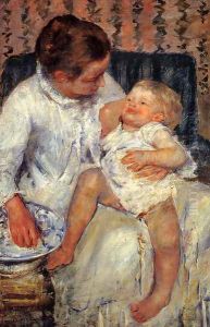 Mother about to Wash her Sleepy Child, 1880