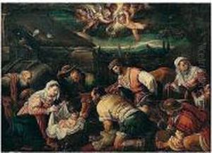 The Adoration Of The Shepherds by Gerolamo Ponte Da Bassano