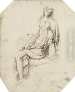 A Seated Female Figure by Girolamo da Carpi