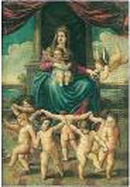 The Madonna And Child Enthroned, With Putti Dancing In The Foreground - view 1