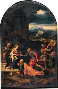 The Adoration Of The Magi by Girolamo da Carpi