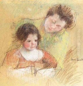 Reine Leaning Over Margots Shoulder by Mary Cassatt