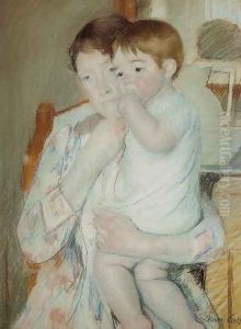 Mother and Child Against a Green Background or Maternity by Mary Cassatt
