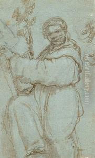 Recto:st Anthony Of Padua And Two Sketches Of A Head Verso:two Studies Of An Arm - view 1