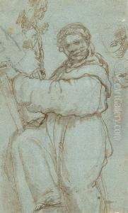 Recto:st Anthony Of Padua And Two Sketches Of A Head Verso:two Studies Of An Arm