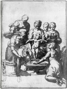 Etude Pour La Naissance De La Vierge by Nicolo Martinelli Da Pesaro Il Trometta