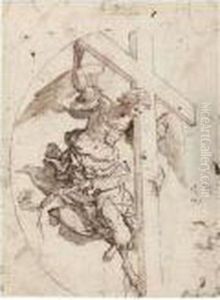 An Angel Holding A Cross by Marco Pino