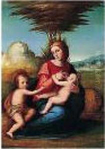 The Madonna And Child With The Infant Saint John The Baptist In A Landscape by Fra Paolino Da Pistoia