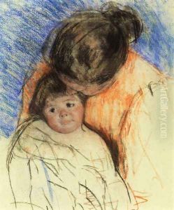 Sketch Of Mother Looking Down At Thomas by Mary Cassatt