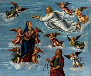 Vergine Assunta In Cielo Tra 
Angeli Musicanti Con Cristo Che La Incorona, E San Tommaso Che Riceve La
 Sacra Cintola