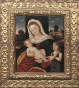 The Madonna And Child With The Infant Saint John The Baptist by Girolamo da Santacroce