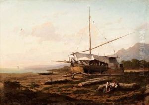 Marina Con Pescatori by Serafino Da Tivoli