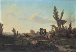Mucche Al Pascolo by Serafino Da Tivoli