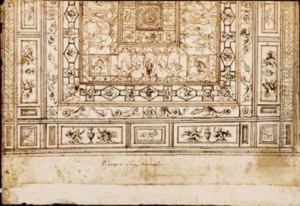 The Ceiling Of A Room In The
Domus Aurea, Rome, After The Antique(recto); The Ground Plan Of A Church
(verso) - view 1
