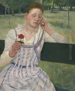 Woman With A Red Zinnia by Mary Cassatt