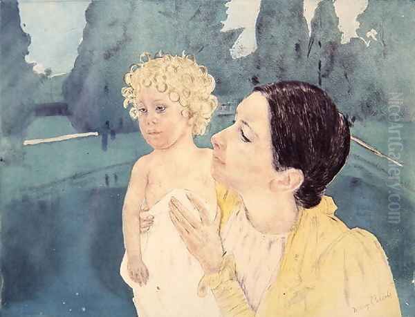 Mother and Child before a Pool, c.1898 by Mary Cassatt