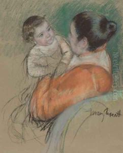 Mother Louise Holding up her Blue-Eyed Child by Mary Cassatt